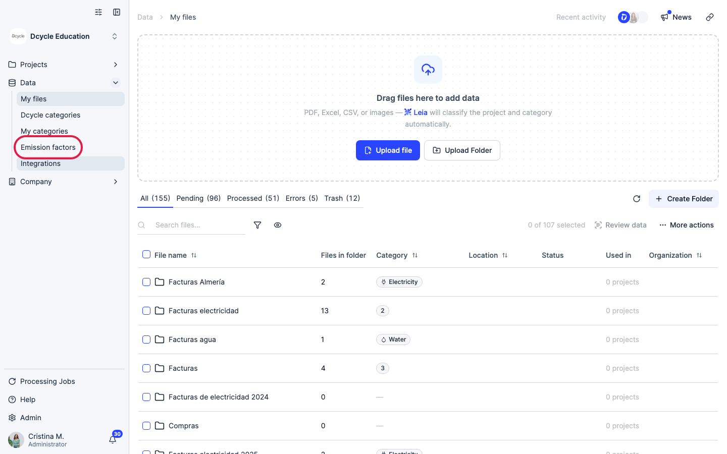 Click Data then Emission factors