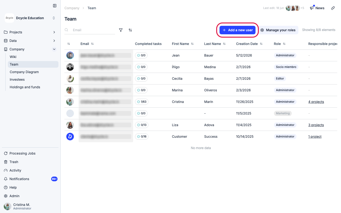 Add user button