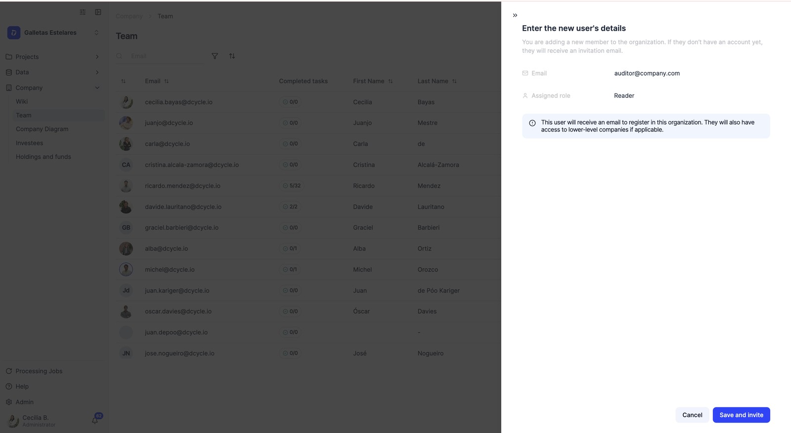 Invite the verifier with the Reader role