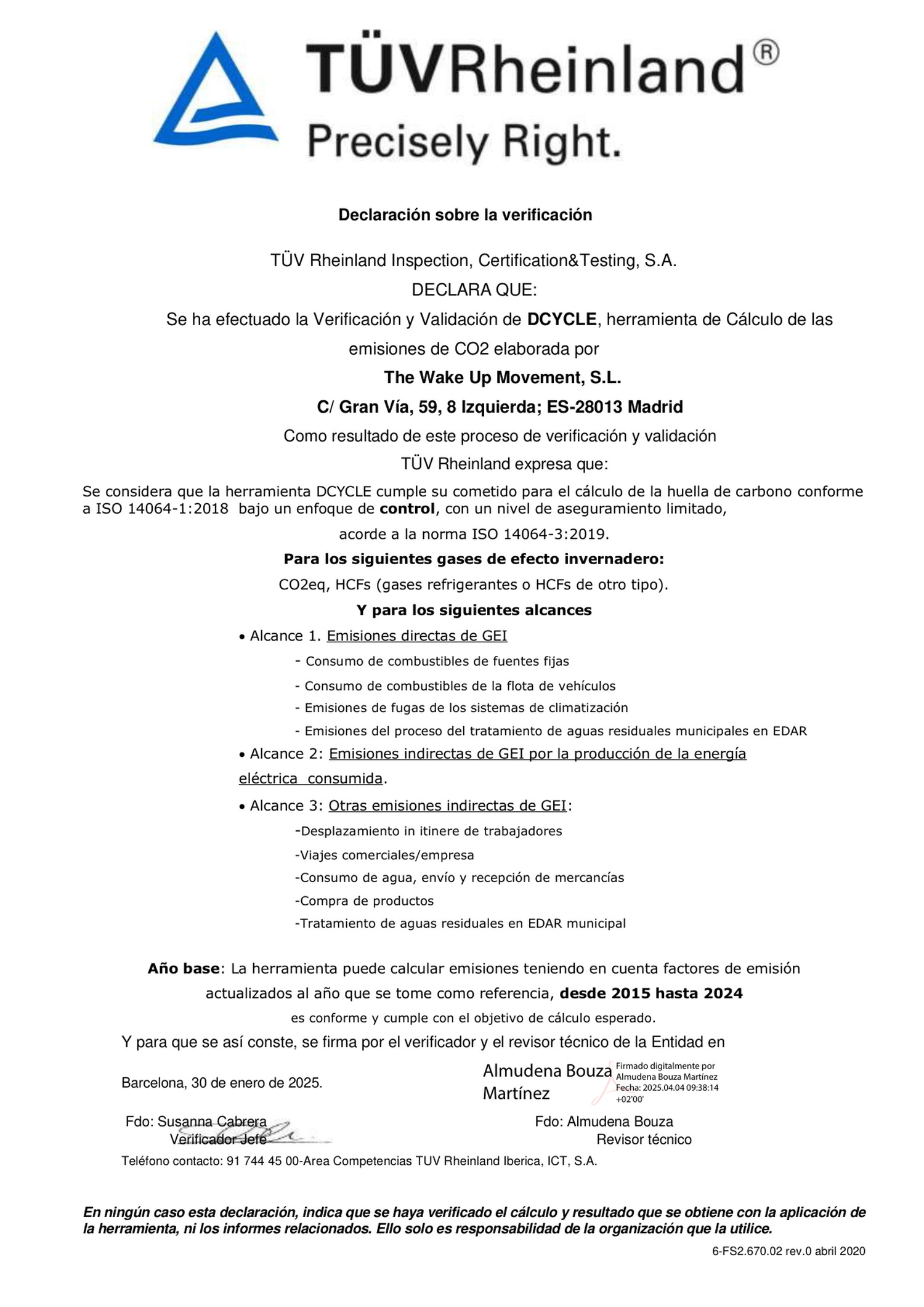 Certificado TÜV Rheinland de la herramienta